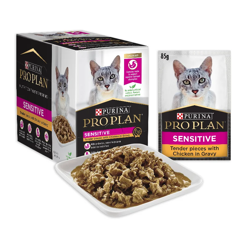 Pro Plan Sensitive Skin Chicken Adult Wet Cat Food Pouches 85g x 12