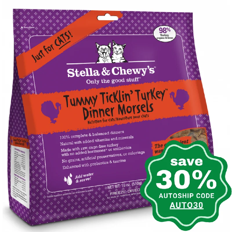 3. **Ingredient-Related**  Stella & Chewy's - Tummy Ticklin' Turkey Dinners for Cats - 8OZ